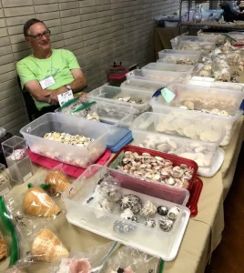 Shell Club Pres Duane Kauffman and shells for sale 2023 copy